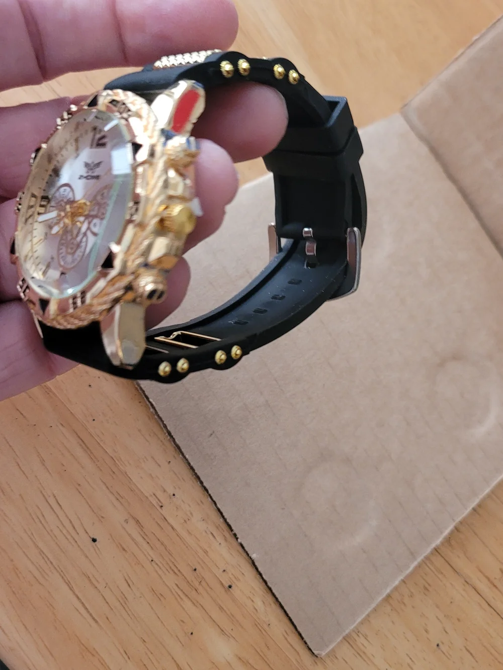 Howe Gold-Tone Chronograph Men's Watch with Black Strap